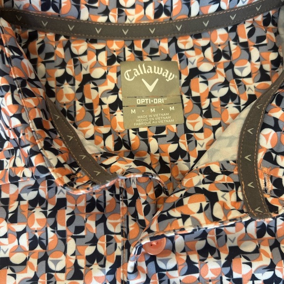 Callaway Men’s Coral Navy Geo Print Golf Polo - Picture 3 of 3